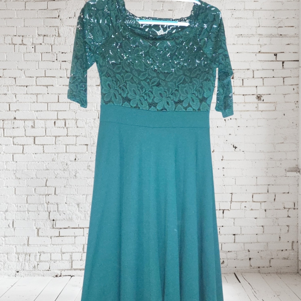 MISSMAY Women's Vintage Floral Lace Half Sleeve Boat Neck Formal Swing Dress